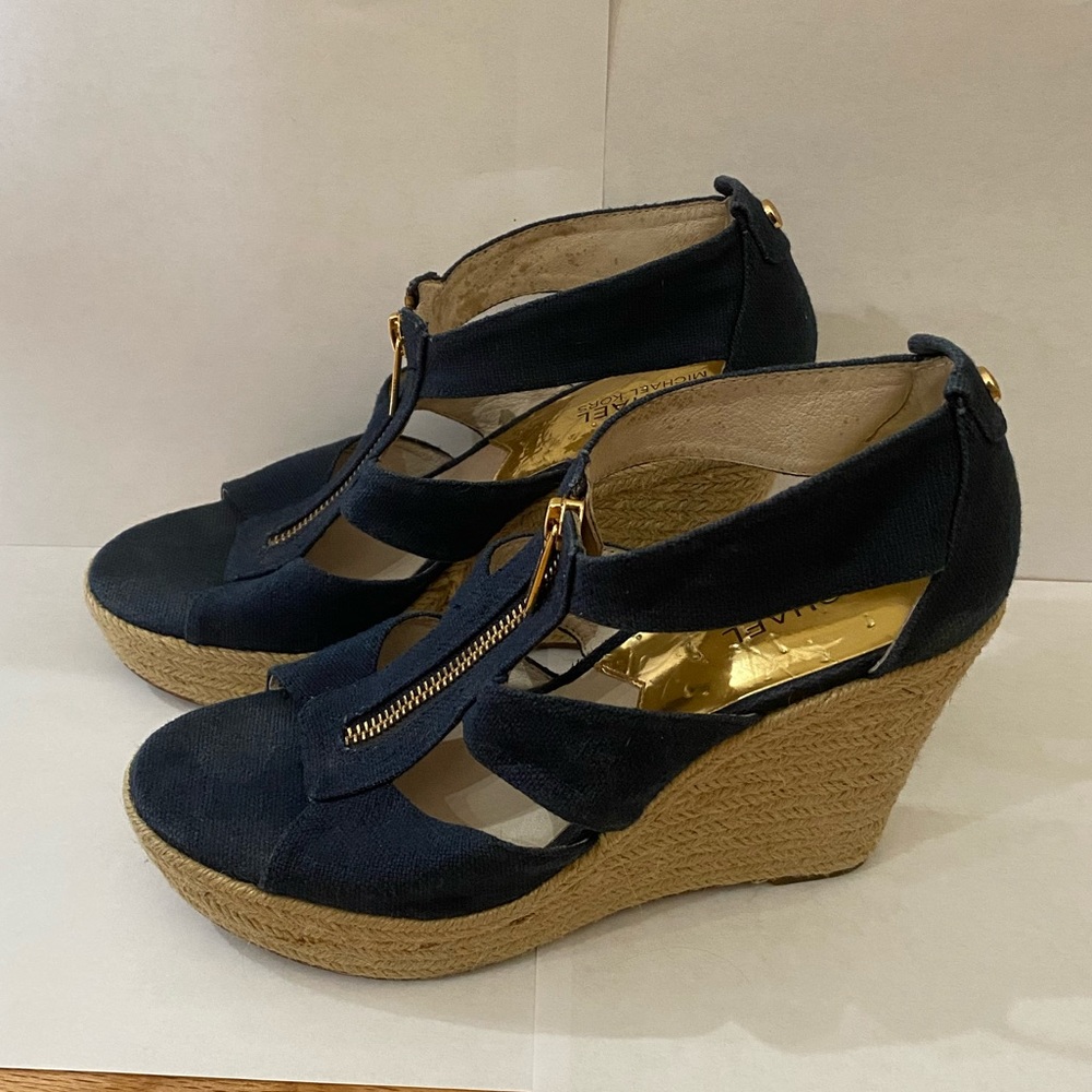 Michael Kors Damita Wedge Espadrille Sandals - Navy